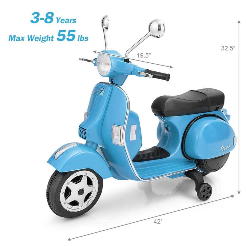 6V Kids Ride on Vespa Scooter Electric Motorcycle with Music and Lighting Effects