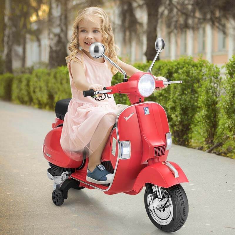 6V Kids Ride on Vespa Scooter Electric Motorcycle with Music and Lighting Effects