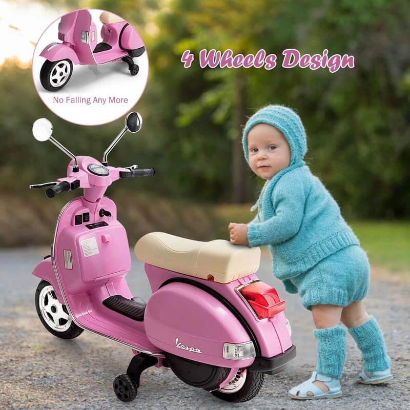 6V Kids Ride on Vespa Scooter Electric Motorcycle with Music and Lighting Effects