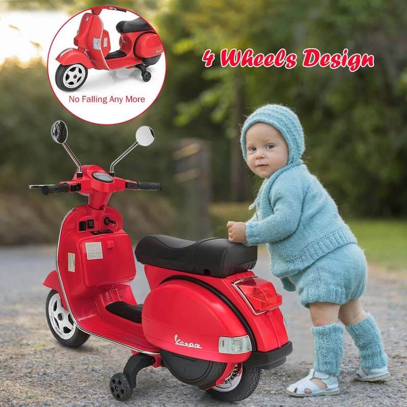 6V Kids Ride on Vespa Scooter Electric Motorcycle with Music and Lighting Effects