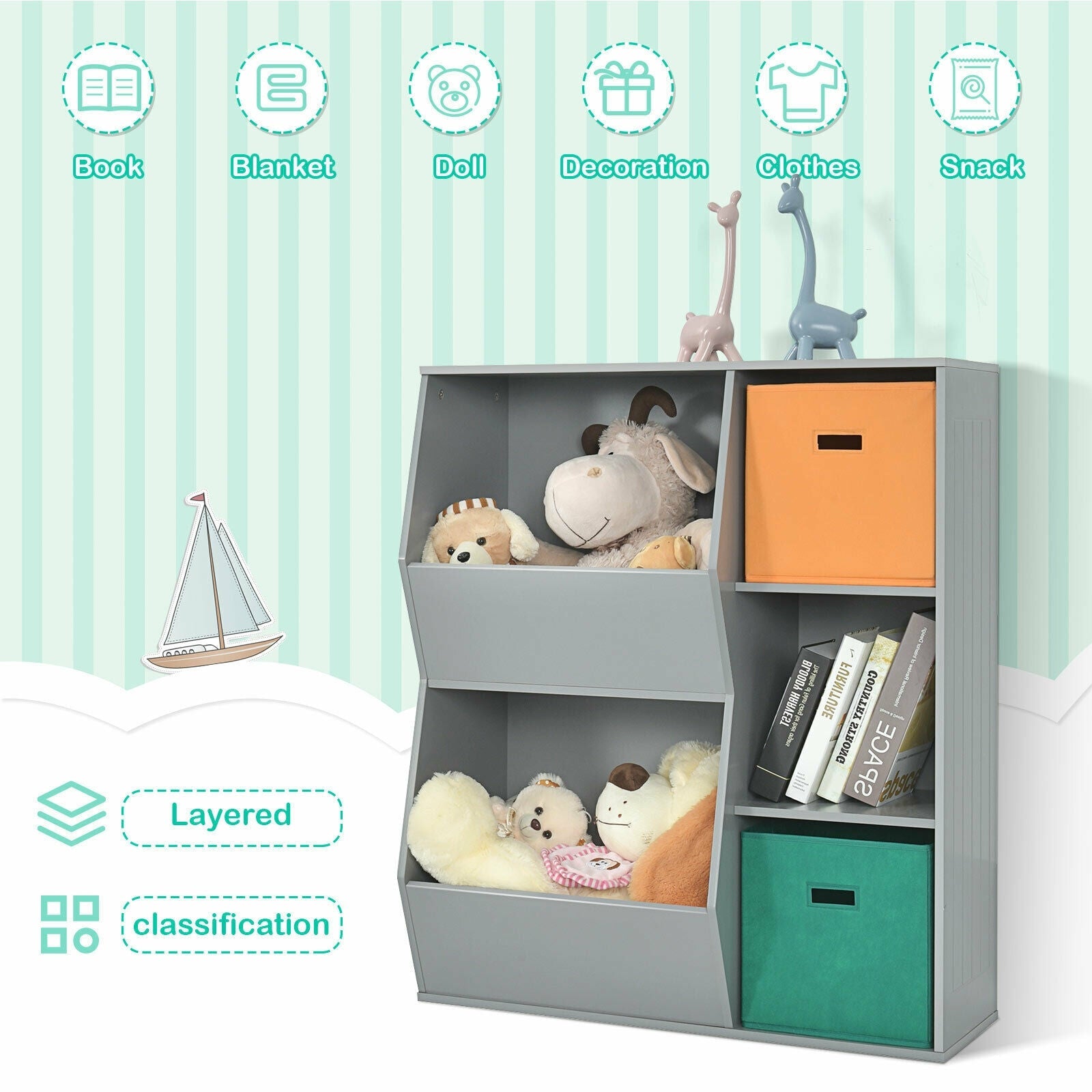 Kids Toy Storage Cabinet Shelf Organizer