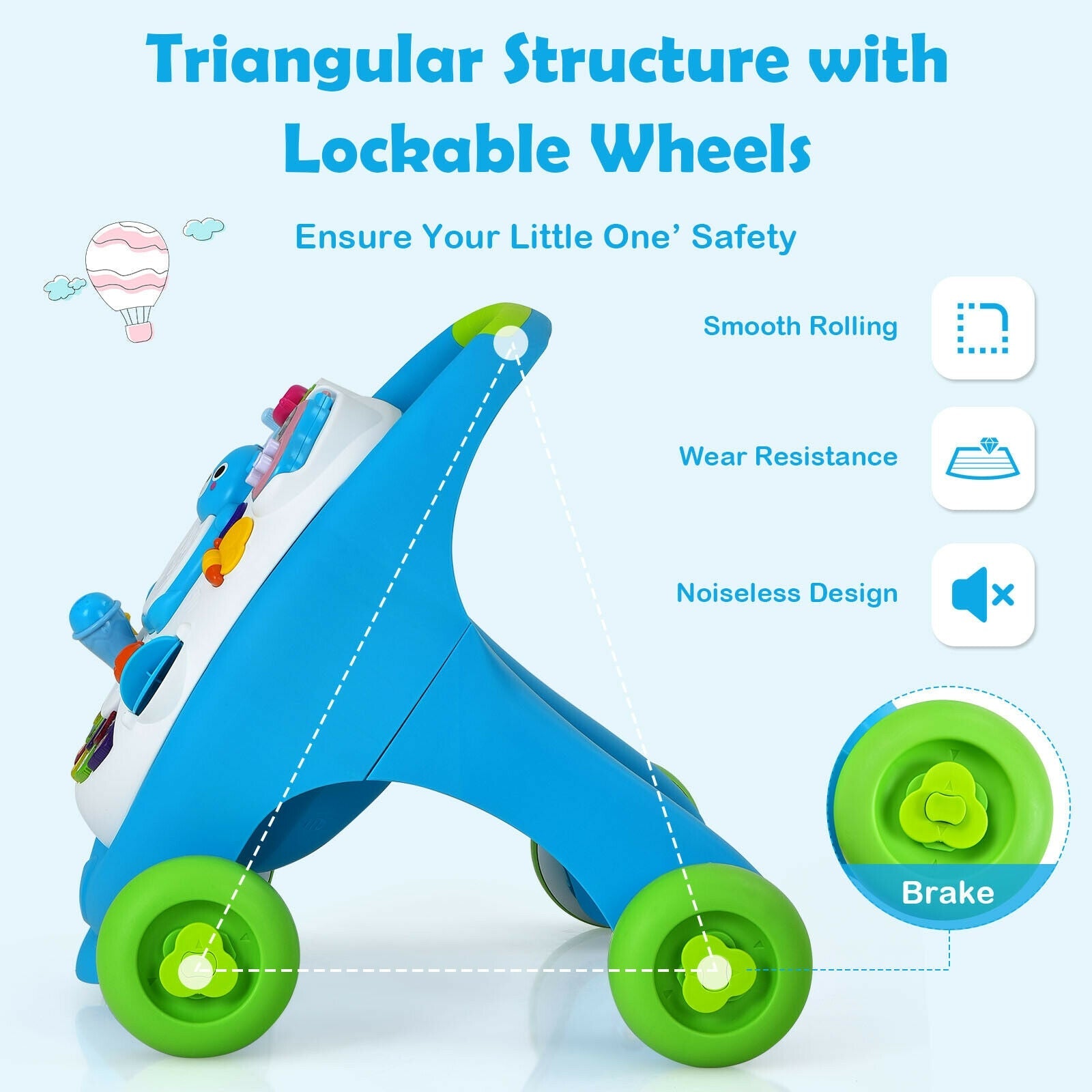 Sit-to-Stand Toddler Learning Walker with Kid Toys, Lights and Sounds