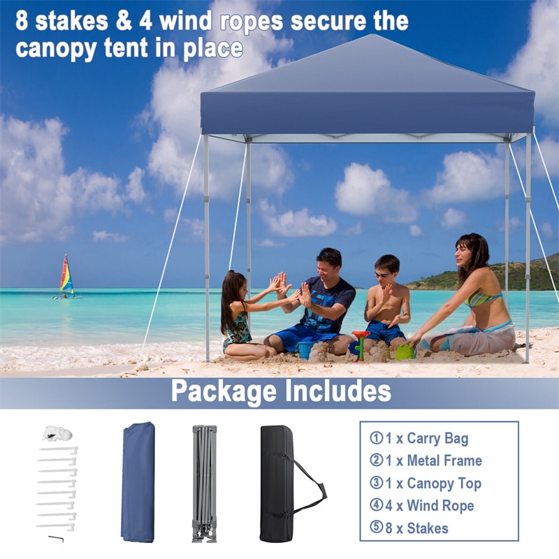 6.6' x 6.6' Pop Up Canopy 1 Person Setup Instant Canopy Tent Portable Outdoor Canopy with Center Lock & Carrying Bag