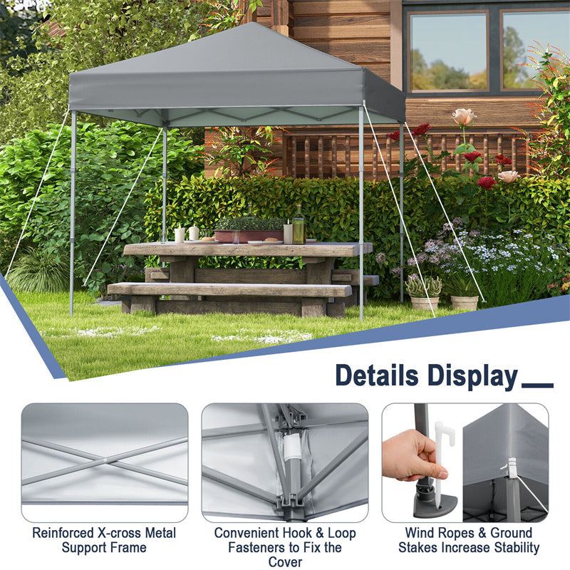 6.6' x 6.6' Pop Up Canopy 1 Person Setup Instant Canopy Tent Portable Outdoor Canopy with Center Lock & Carrying Bag