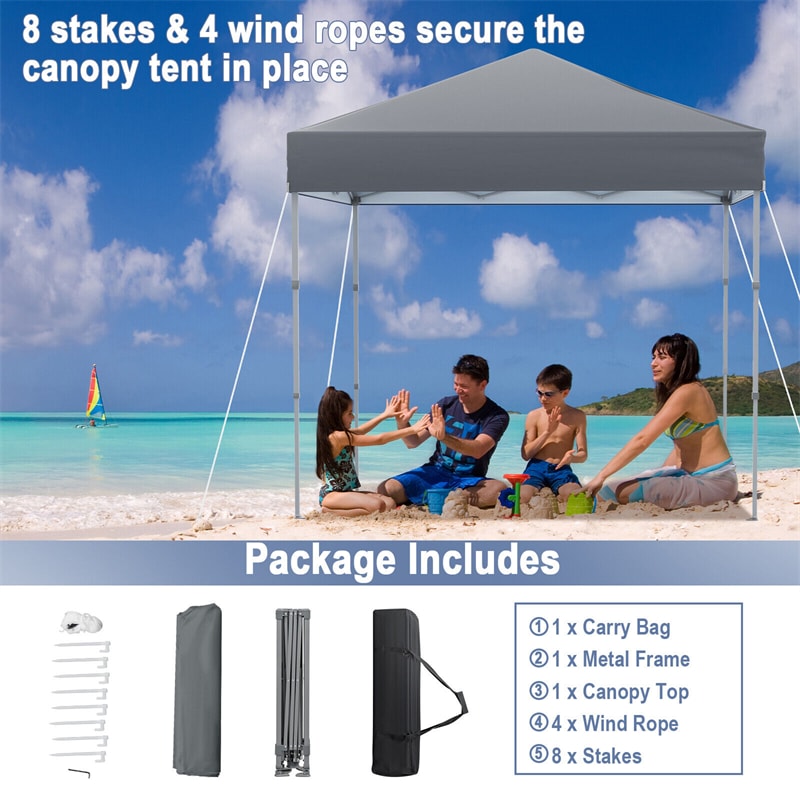 6.6' x 6.6' Pop Up Canopy 1 Person Setup Instant Canopy Tent Portable Outdoor Canopy with Center Lock & Carrying Bag