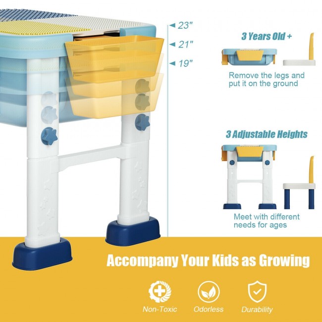 6-in-1 Kids Activity Table Chairs Set with  Adjustable Height