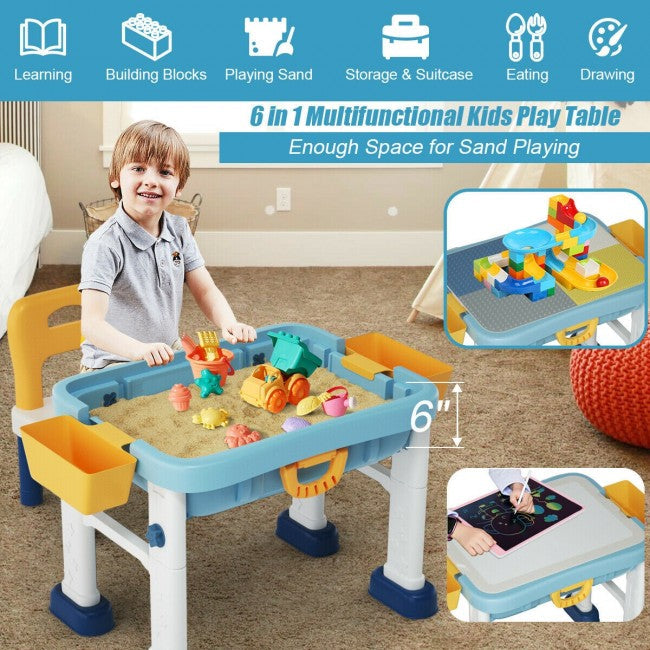 6-in-1 Kids Activity Table Chairs Set with  Adjustable Height