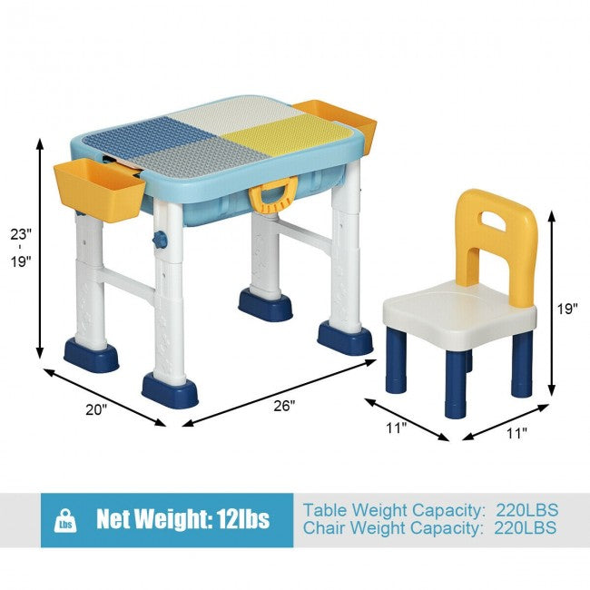 6-in-1 Kids Activity Table Chairs Set with  Adjustable Height