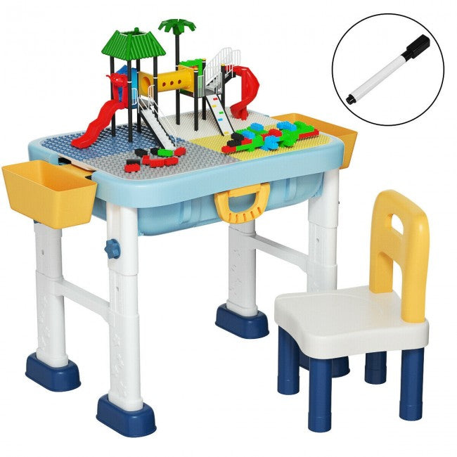 6-in-1 Kids Activity Table Chairs Set with  Adjustable Height