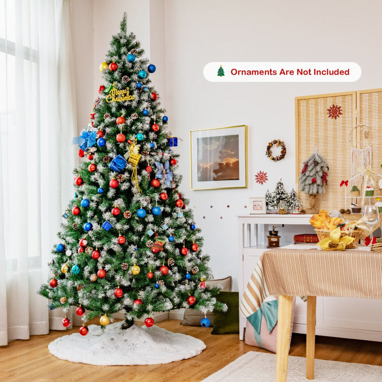 7.5 Feet Realistic Artificial Snow Flocked Christmas Tree with Pine Cones