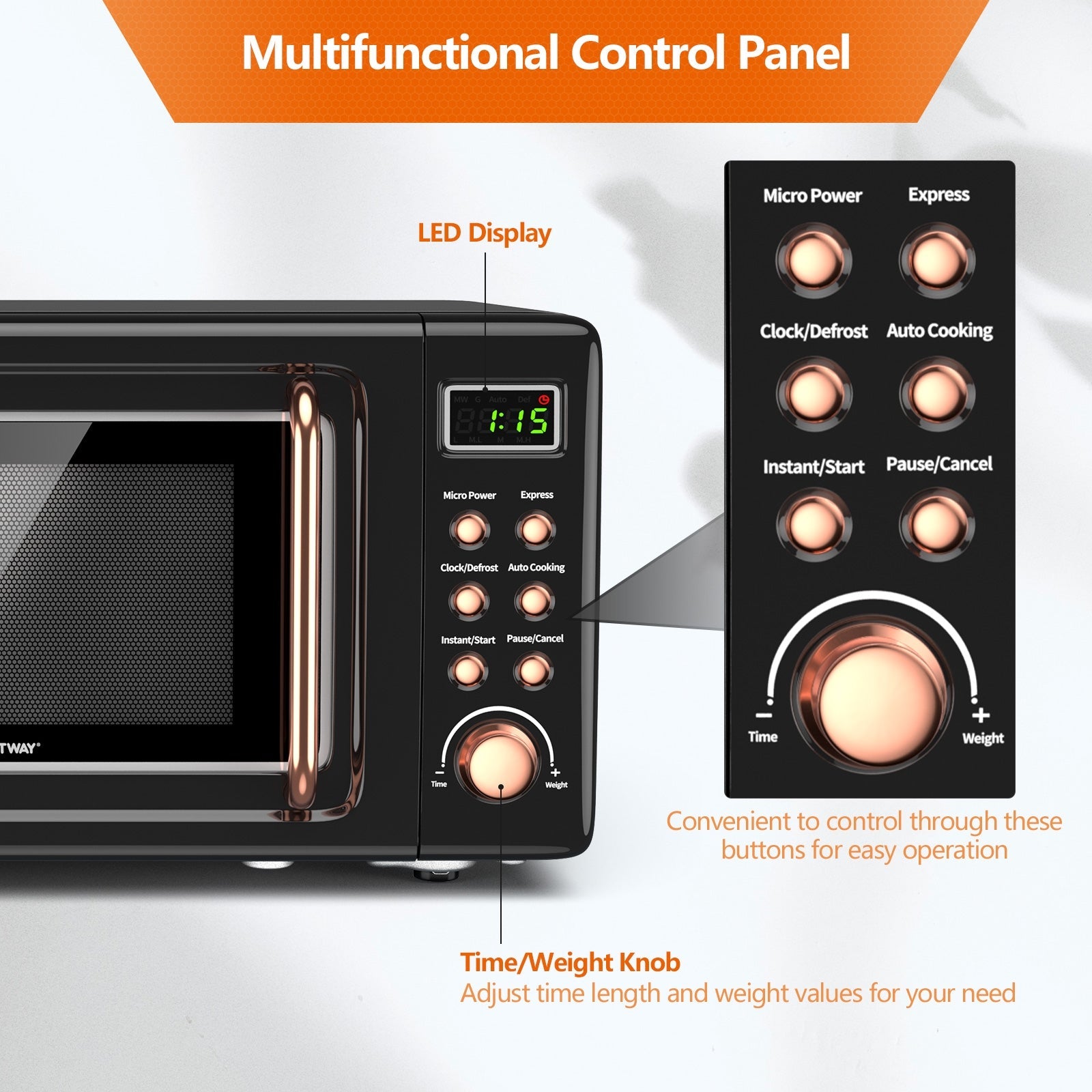 700W Countertop Microwave Oven with Auto Cooking Function and Child Lock Design