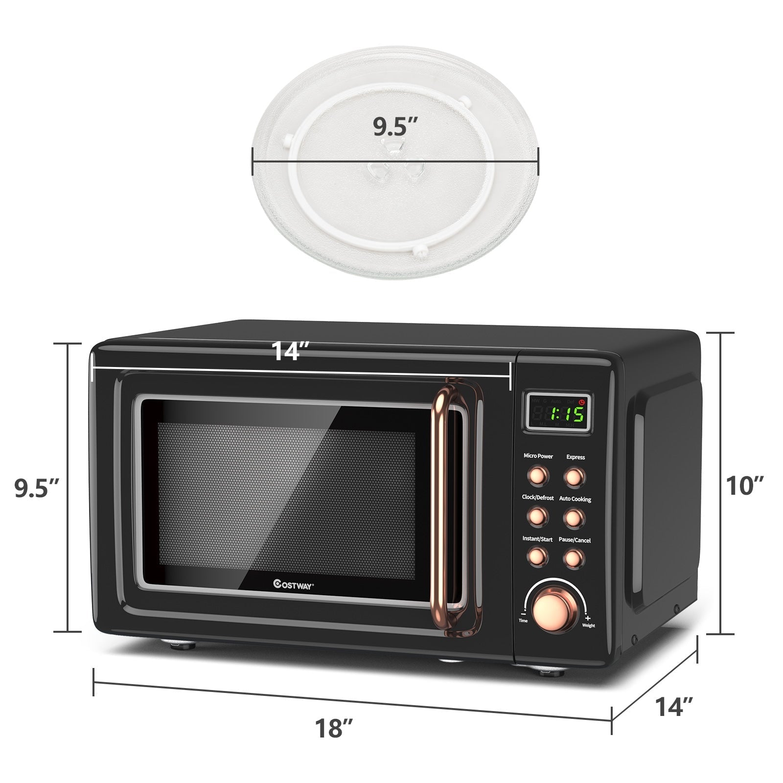 700W Countertop Microwave Oven with Auto Cooking Function and Child Lock Design