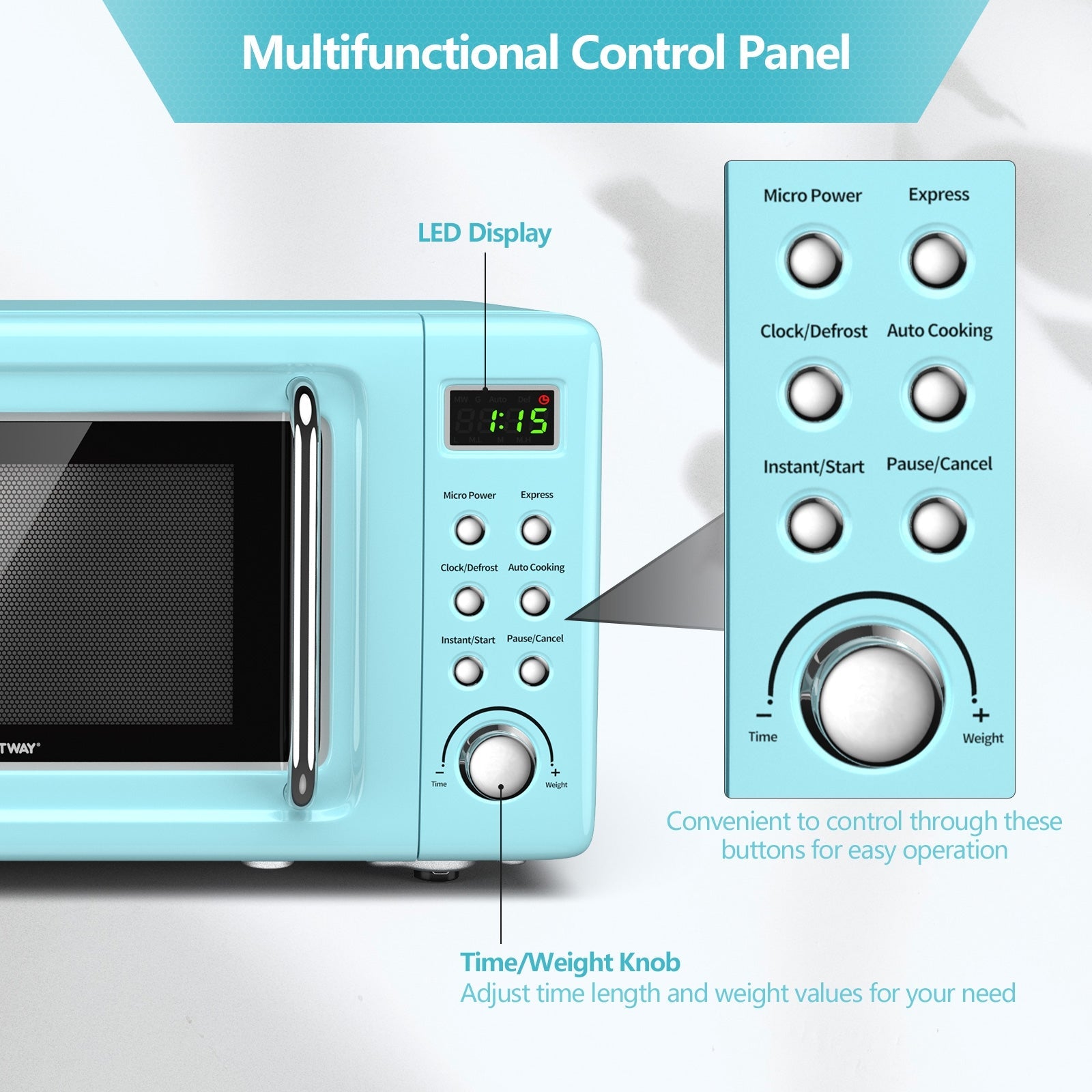 700W Countertop Microwave Oven with Auto Cooking Function and Child Lock Design