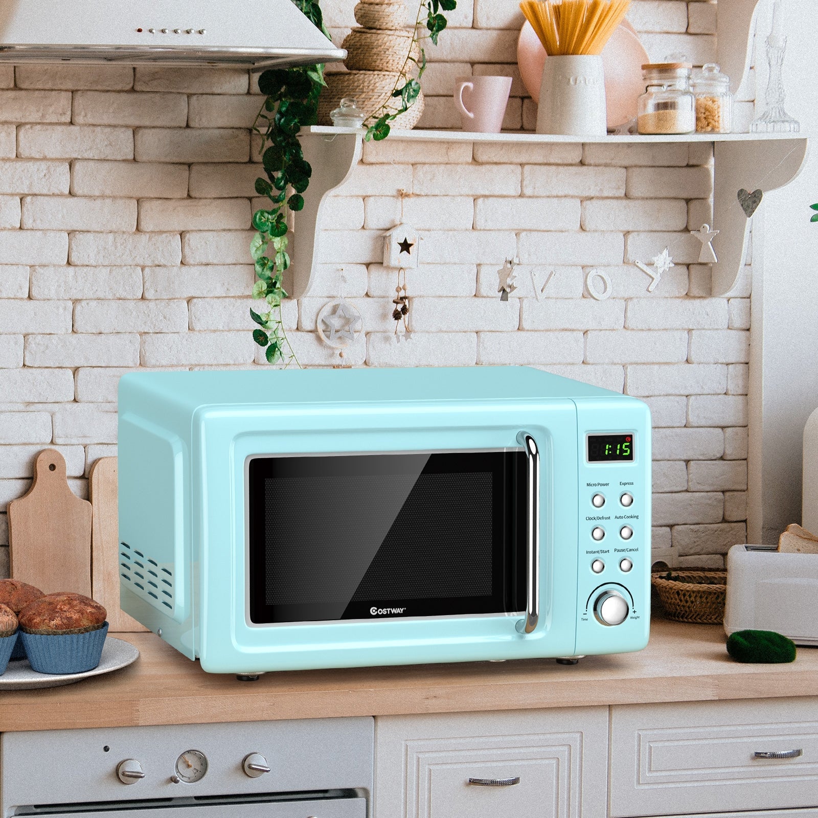 700W Countertop Microwave Oven with Auto Cooking Function and Child Lock Design