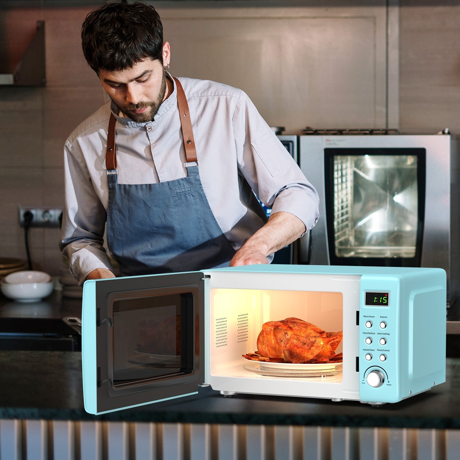 700W Countertop Microwave Oven with Auto Cooking Function and Child Lock Design