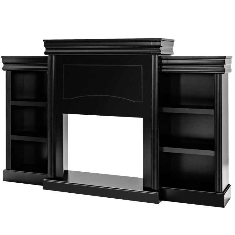 70 Inch Modern Entertainment Center TV Stands with Bookcase for 26" Electric Fireplace