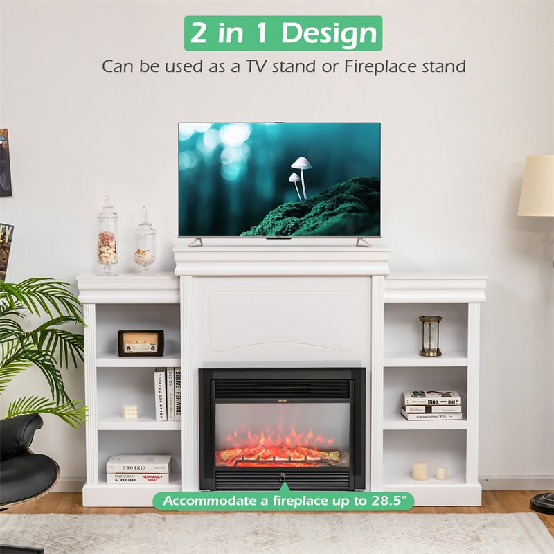 70" Modern Fireplace TV Stand Freestanding Fireplace Mantel with Storage Cabinet for Living Room Bedroom