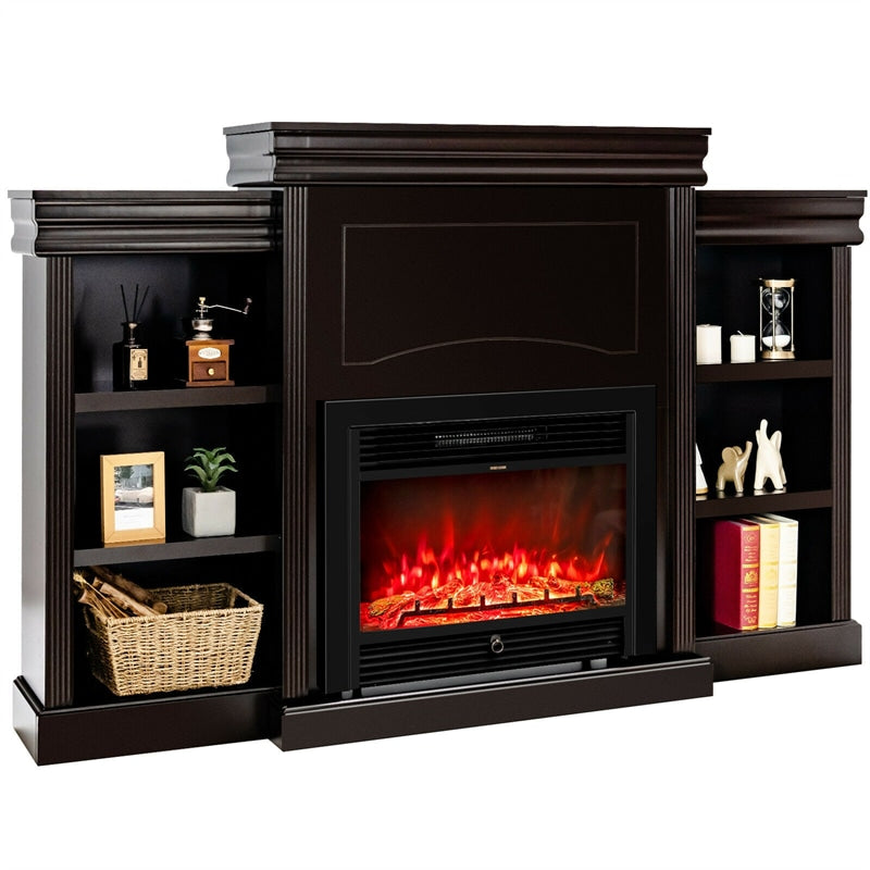 70" Modern Fireplace TV Stand Freestanding Fireplace Mantel with Storage Cabinet for Living Room Bedroom