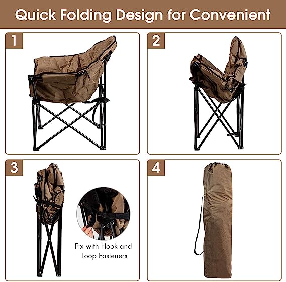 Folding Camping Moon Padded Chair with Carrying Bag