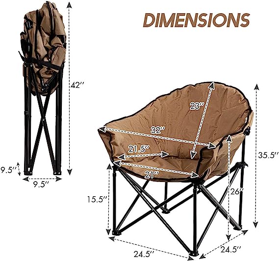 Folding Camping Moon Padded Chair with Carrying Bag