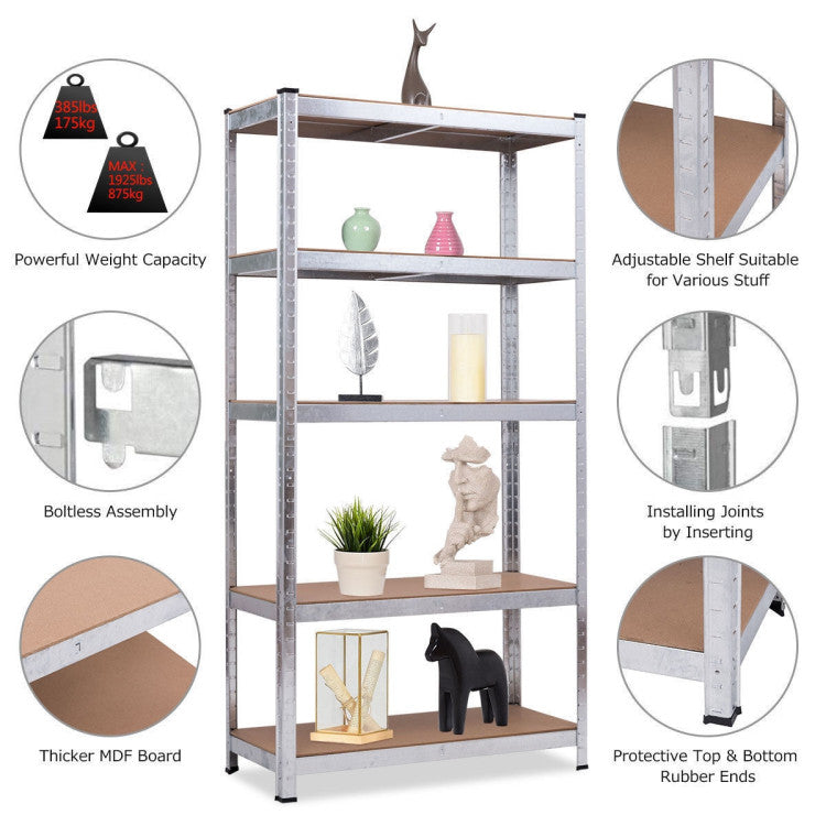 72 Inch Garage Storage Rack with 5 Adjustable Shelves for Books and Kitchenware