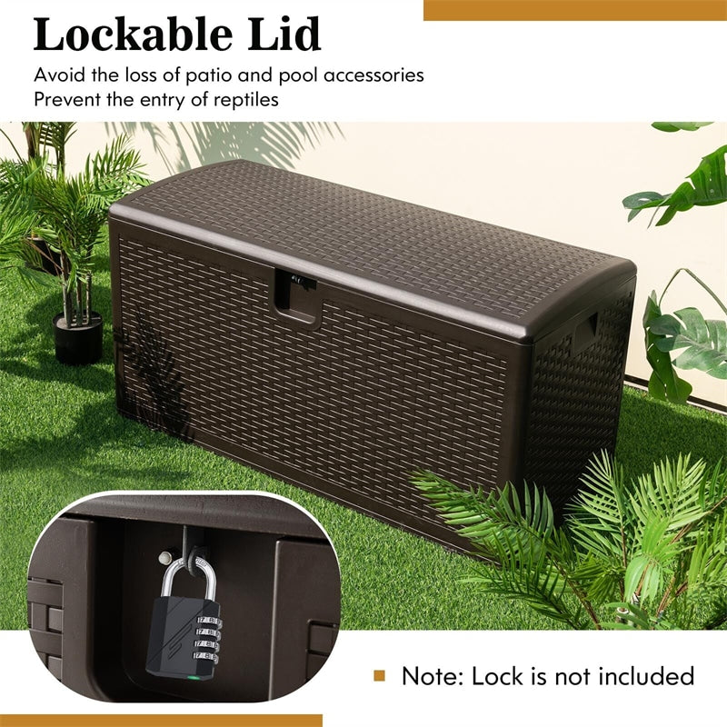 73 Gallon Patio Deck Box All Weather Outdoor Storage Container with Lockable Lid for Yard Garden