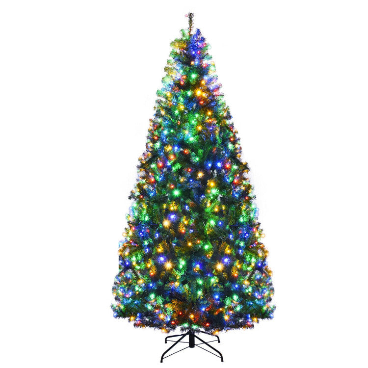 4/5/6/7/8/9 Feet Artificial Premium Hinged Christmas Tree with Multi-color Lights and Metal Base