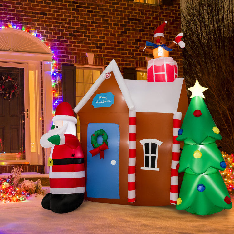 7 Feet Christmas Inflatable Ginger House with 9 LED Lights