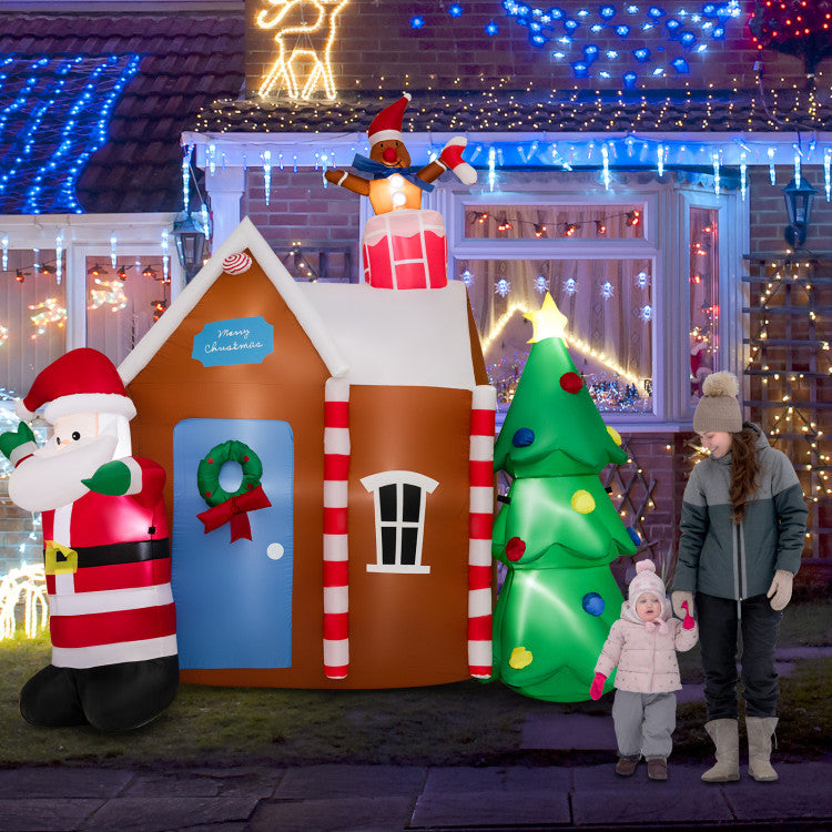 7 Feet Christmas Inflatable Ginger House with 9 LED Lights