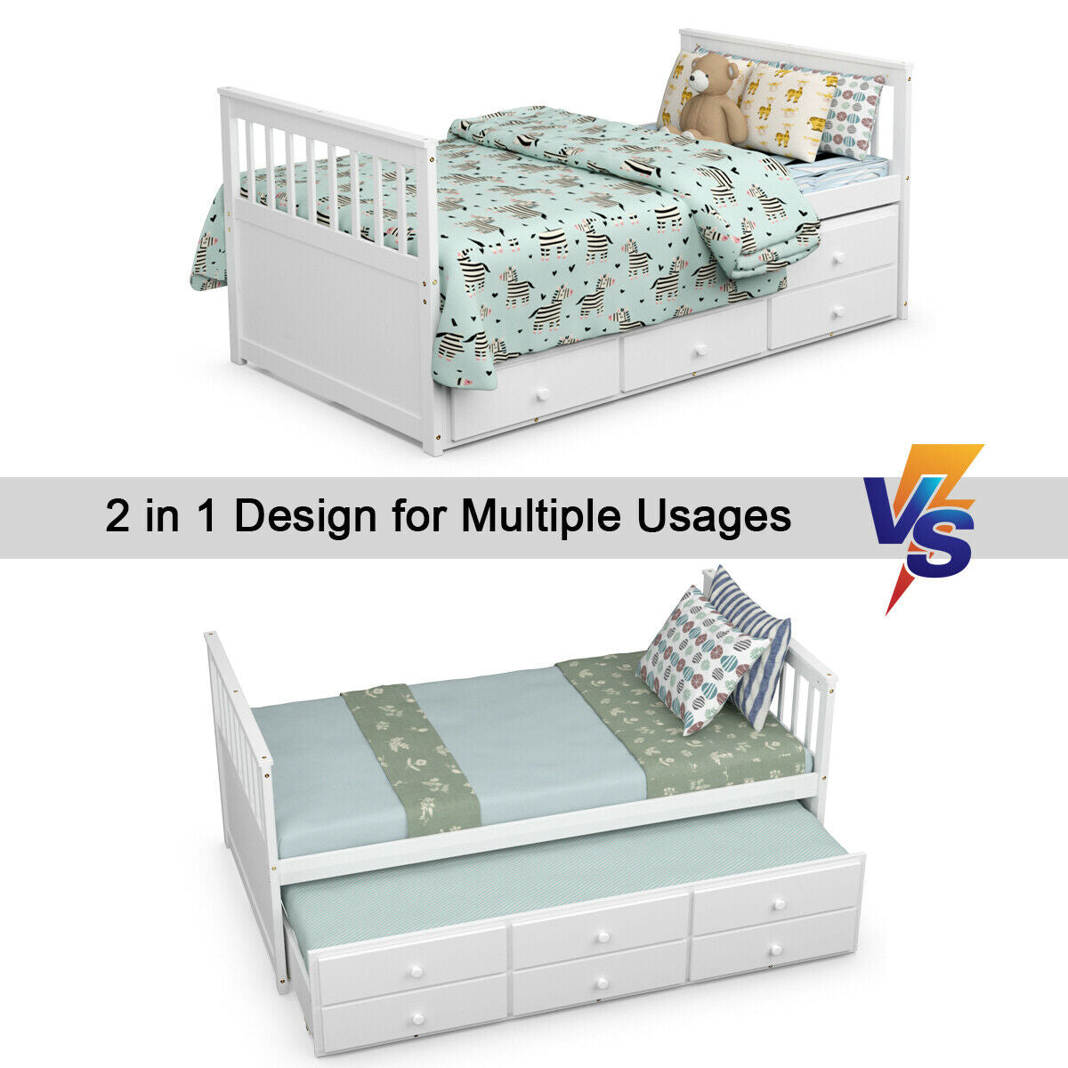 Twin Captain’s Bed Storage Daybed with Drawers