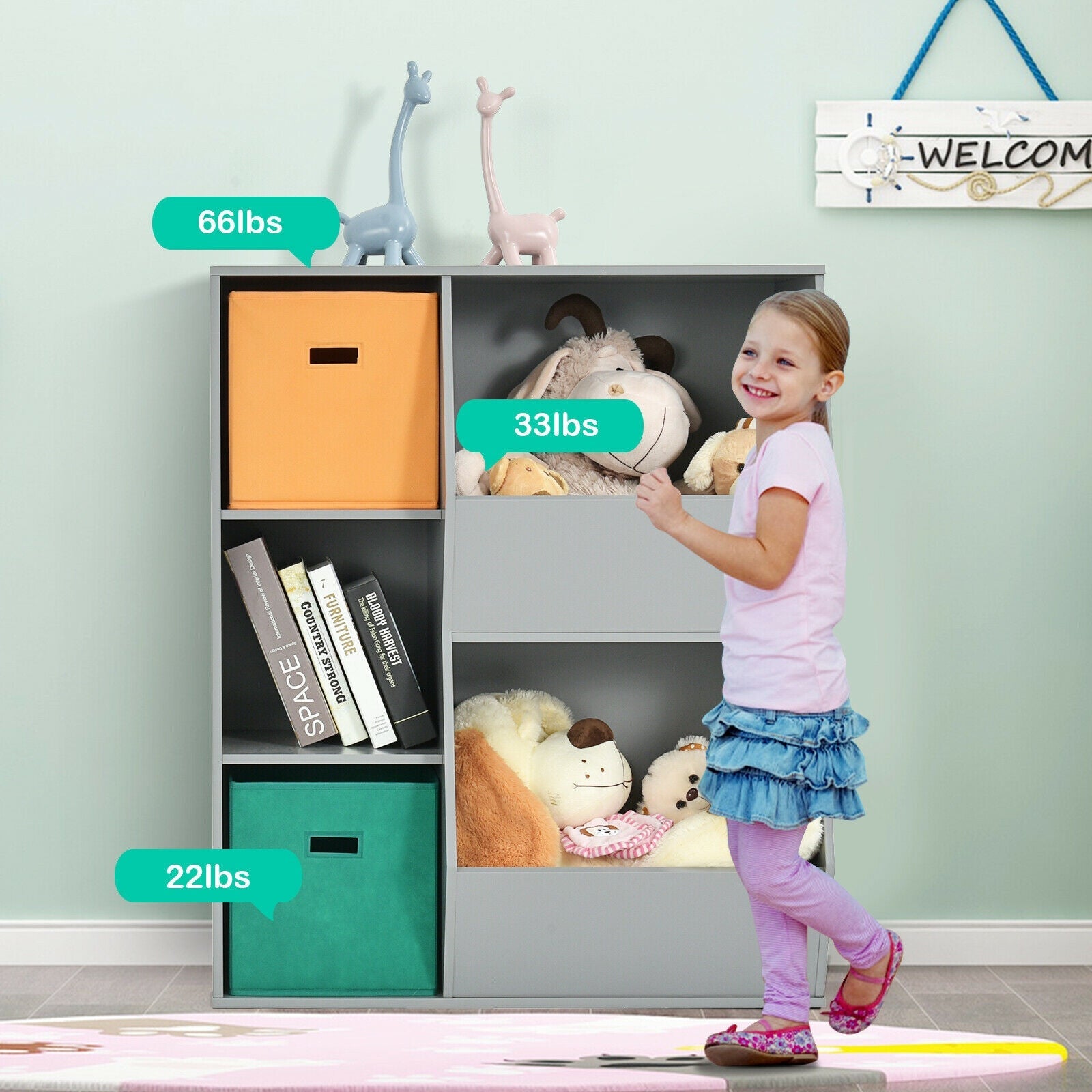 Kids Toy Storage Cabinet Shelf Organizer