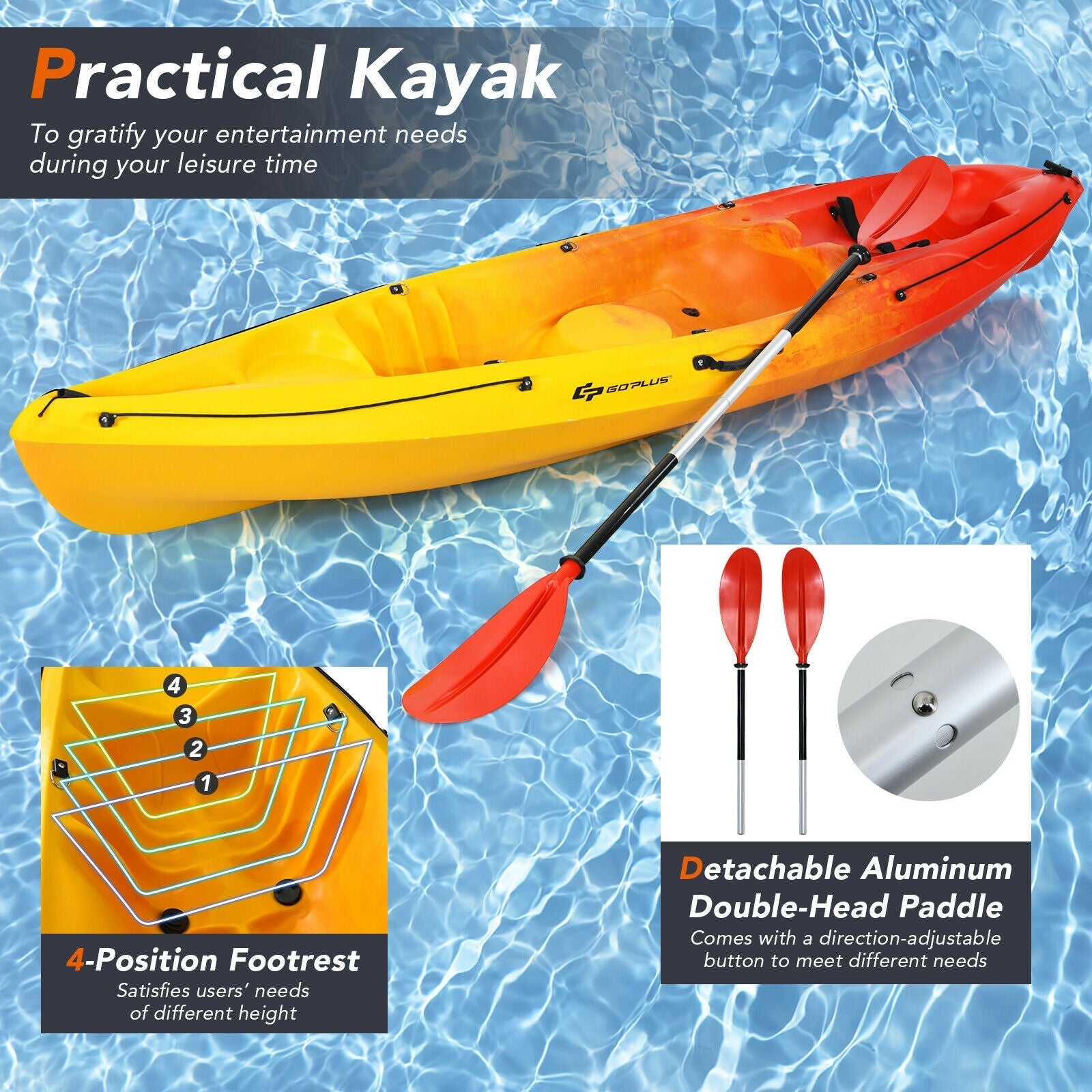 Single Sit-on-Top Kayak with Detachable Aluminum Paddle