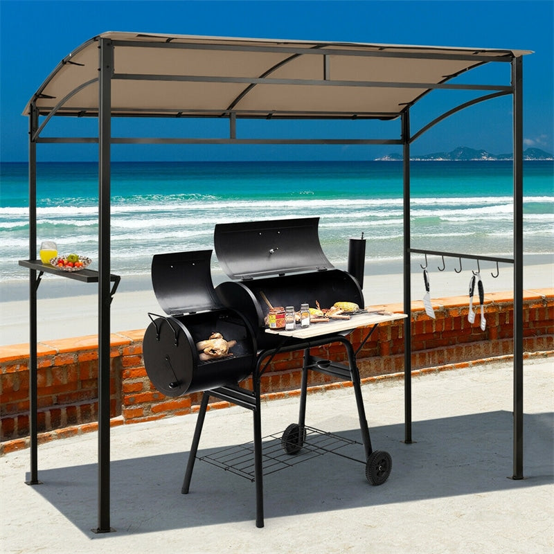 7' x 4.5' Outdoor Grill Gazebo Patio Garden BBQ Canopy Shelter with Serving Shelf & Storage Hooks