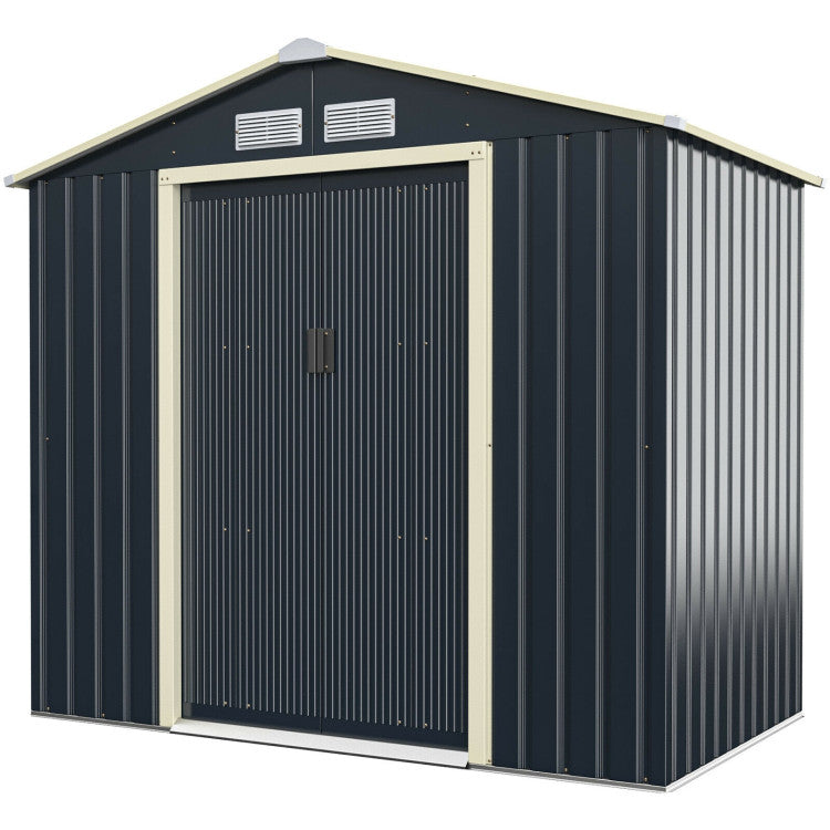 7 x 4 Feet Metal Storage Shed with Sliding Double Lockable Doors for Storage Tools