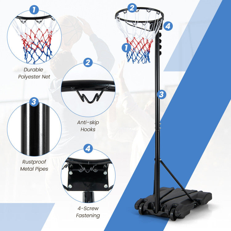 8.5 to 10 FT Adjustable Portable Basketball Hoop Stand with Fillable Base and 2 Wheels