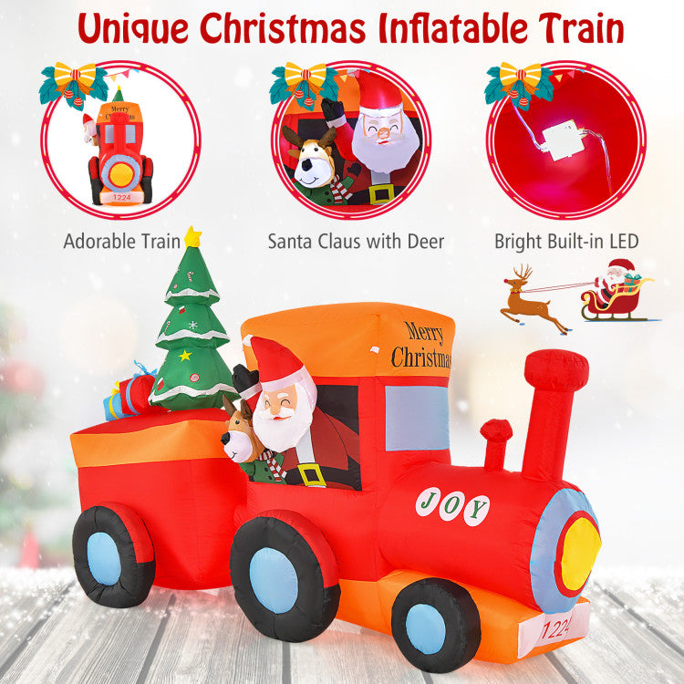 8.6 Feet Lighted Christmas Inflatable Train with Santa Claus Deer and LED Lights