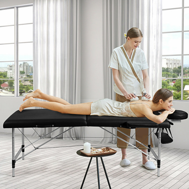 84 Inch L Portable and Folding Massage Bed with Adjustable Height for Facial Salon Spa