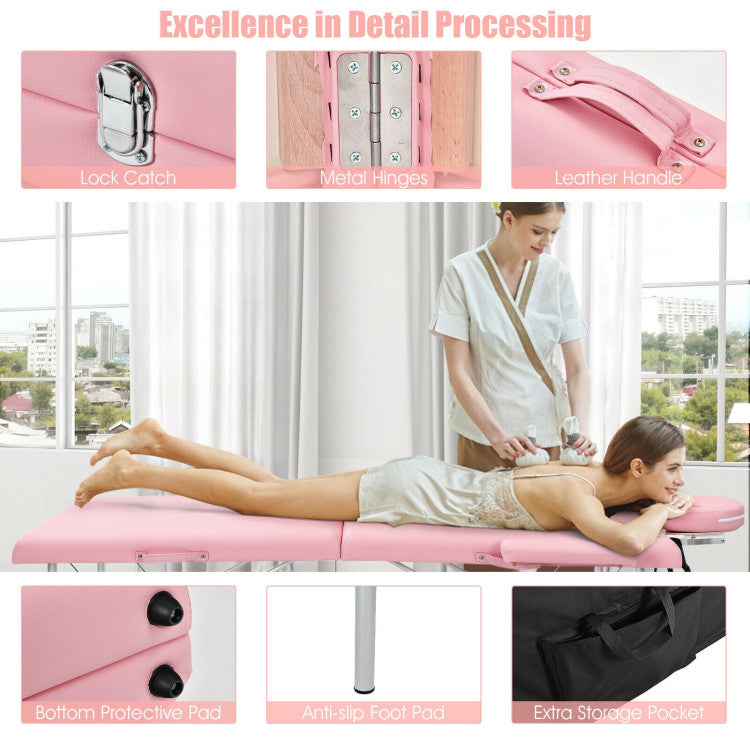 84 Inch L Portable and Folding Massage Bed with Adjustable Height for Facial Salon Spa