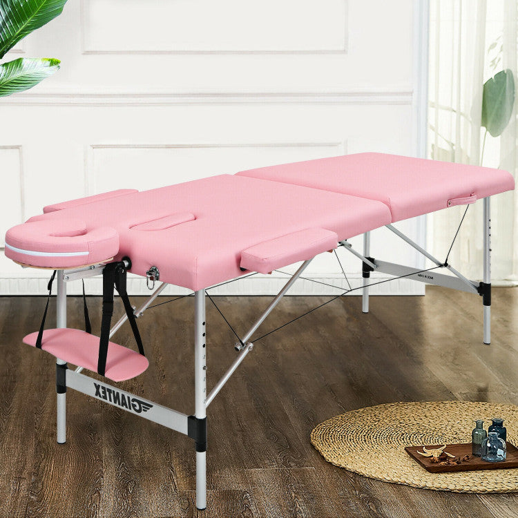 84 Inch L Portable and Folding Massage Bed with Adjustable Height for Facial Salon Spa