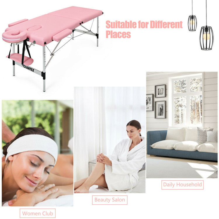 84 Inch L Portable and Folding Massage Bed with Adjustable Height for Facial Salon Spa