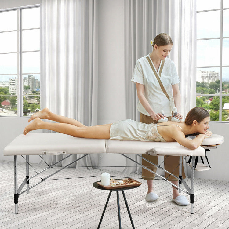 84 Inch L Portable and Folding Massage Bed with Adjustable Height for Facial Salon Spa