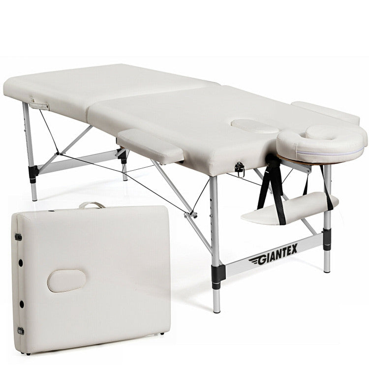 84 Inch L Portable and Folding Massage Bed with Adjustable Height for Facial Salon Spa