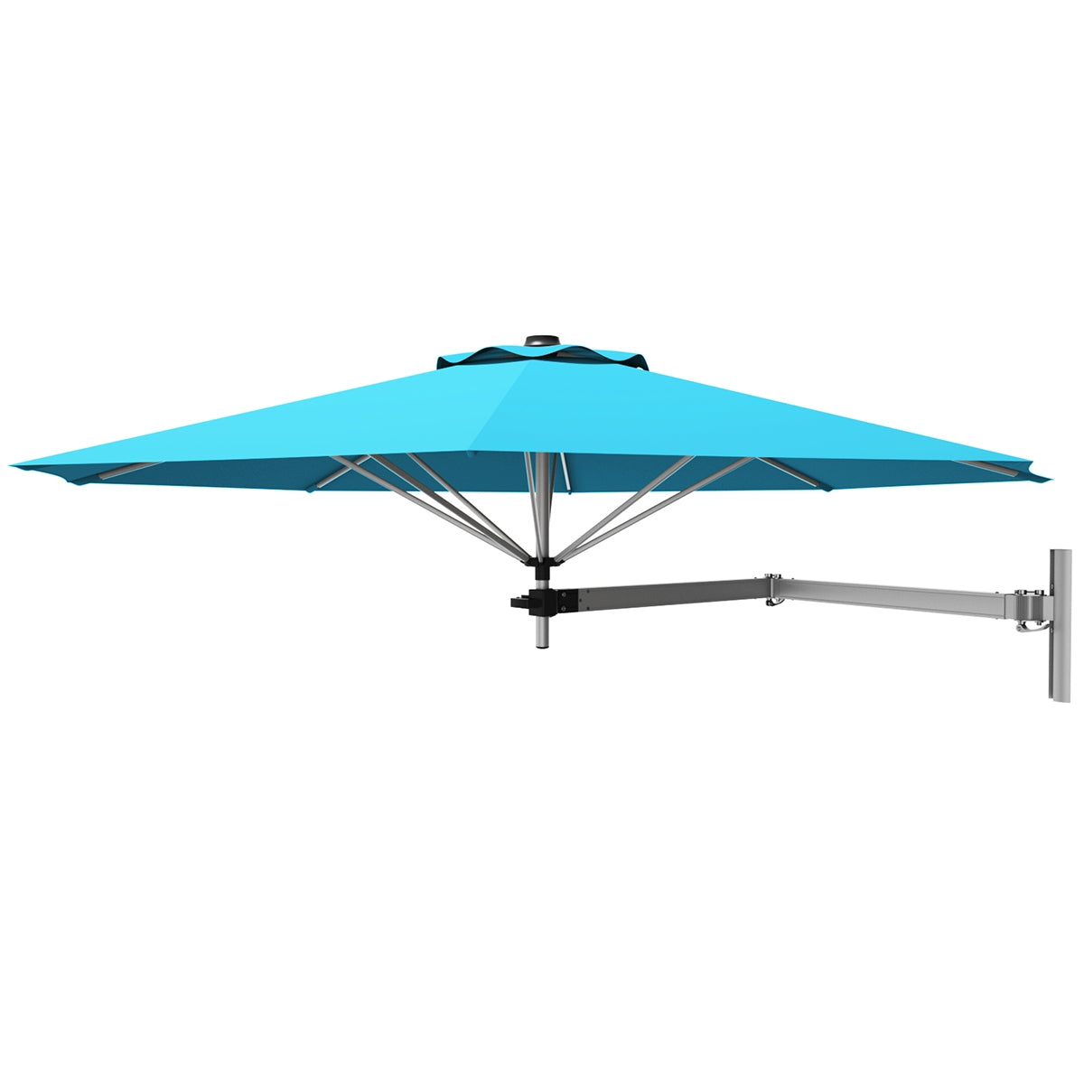 8 Feet Wall Mounted Patio Sunshade Umbrella Tilting Outdoor Umbrella with Adjustable Pole