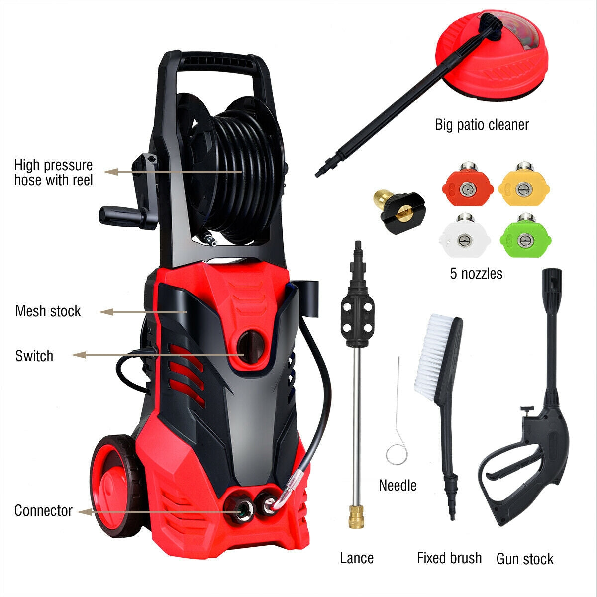 3000PSI Electric Portable High Power Washer Pressure for Car Patio Garden Cleaning