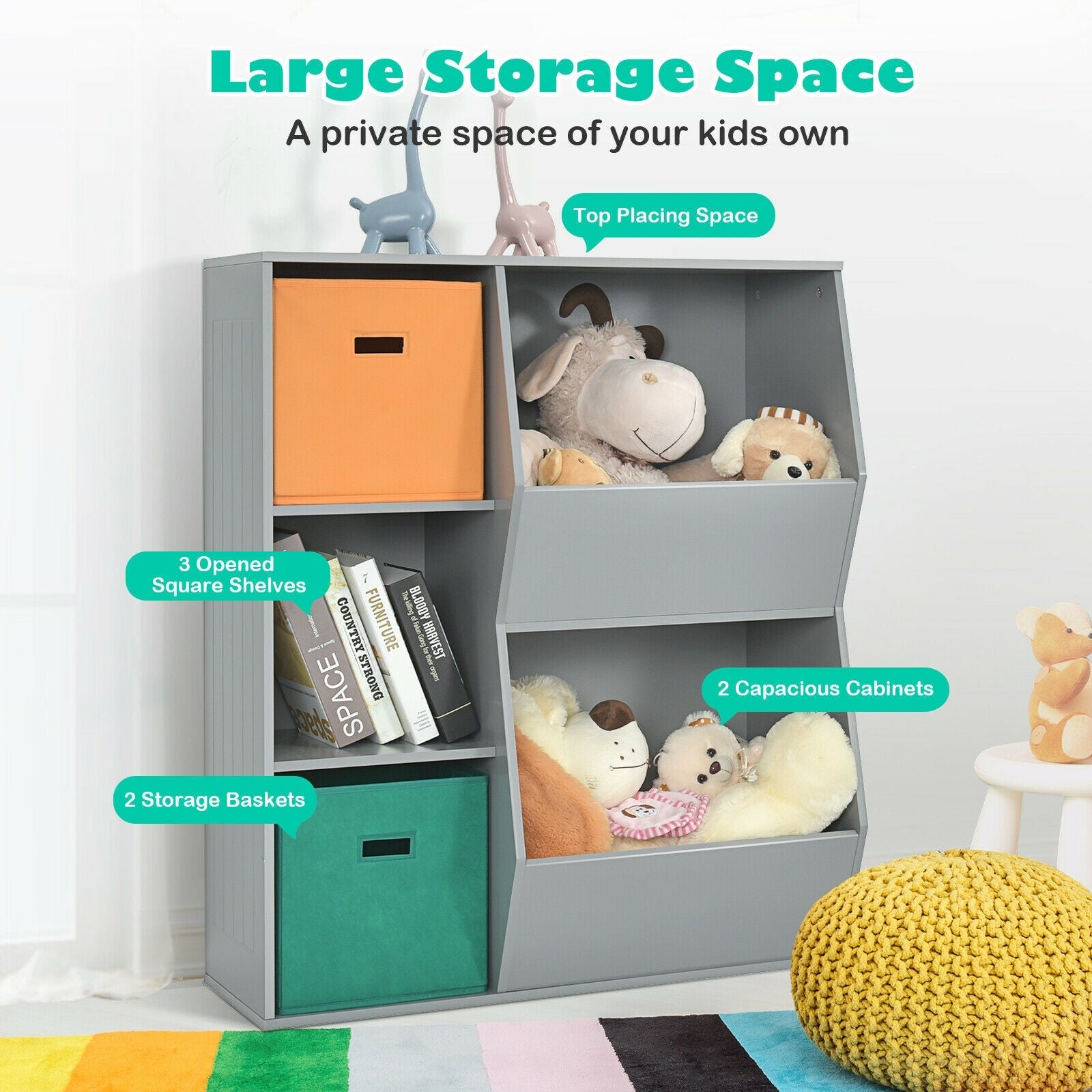 Kids Toy Storage Cabinet Shelf Organizer