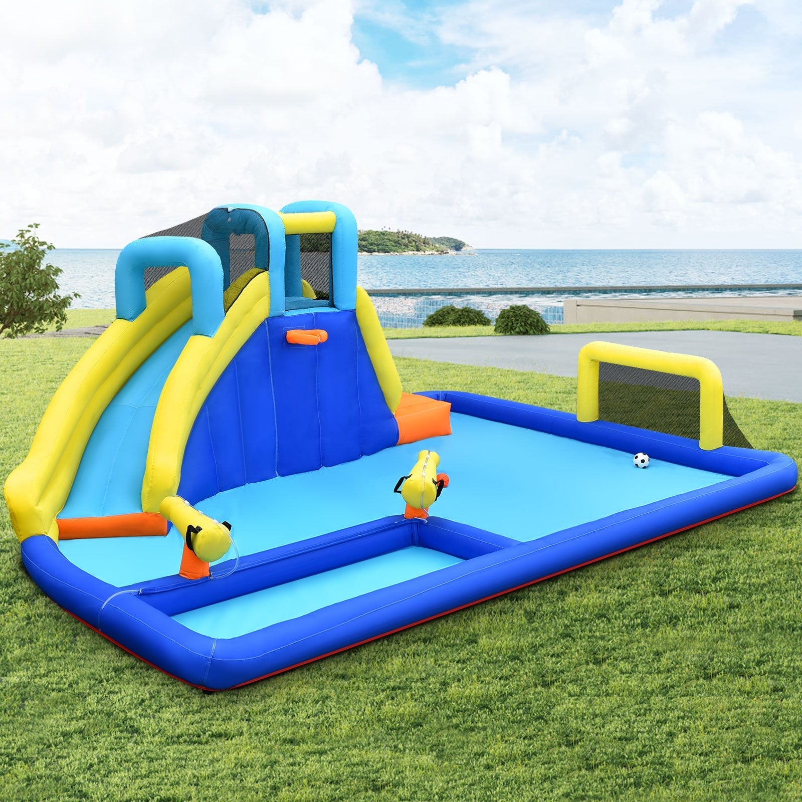 6-in-1 Inflatable Water Slide Jumping House without Blower