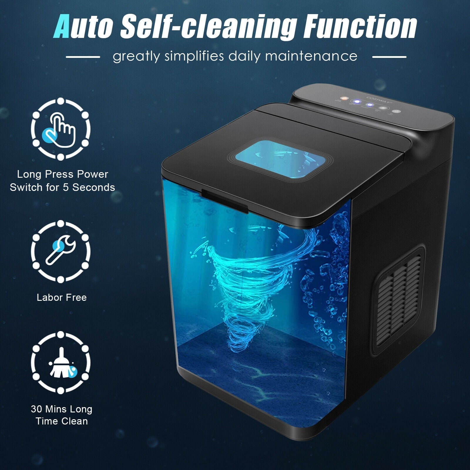 Ice Maker with Auto-Cleaning for Party, RV and Kitchen