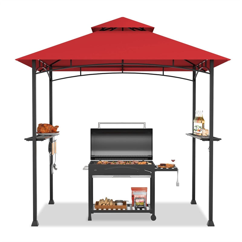 8' x 5' Outdoor Barbecue Grill Gazebo Canopy Tent BBQ Shelter with 2 Side Shelves