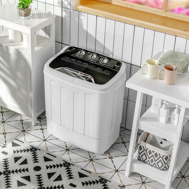 8 lbs Portable Mini Twin Tub Spinner Semi-Automatic Washing Machine for Apartments