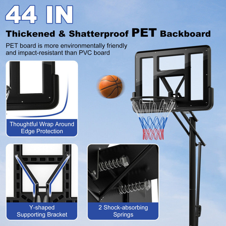 8 to 10 Feet 5-Level Height Adjustable Portable Basketball Hoop with  PE Base